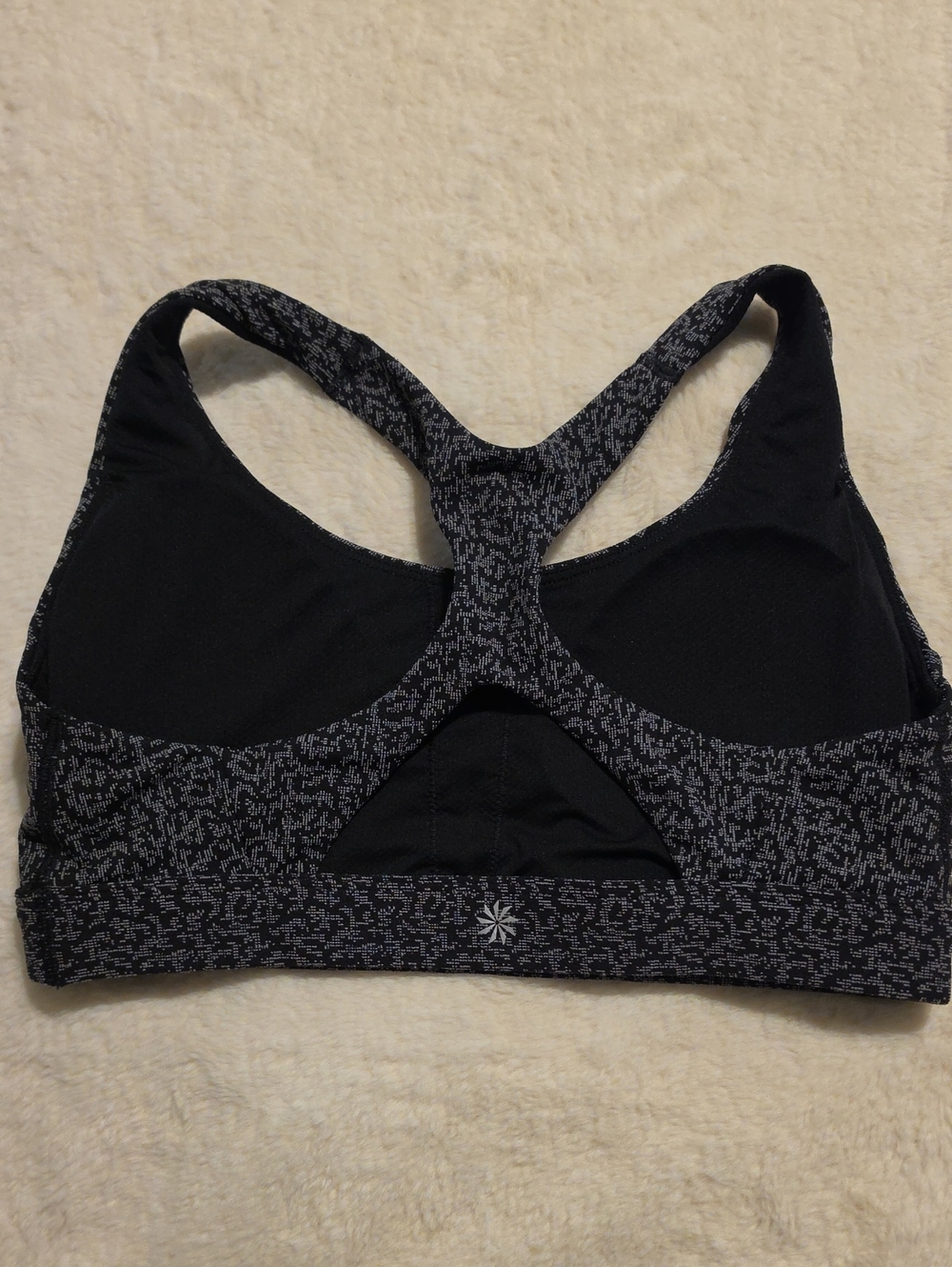 Athleta Padded Black Patterned Racerback Sports Bra